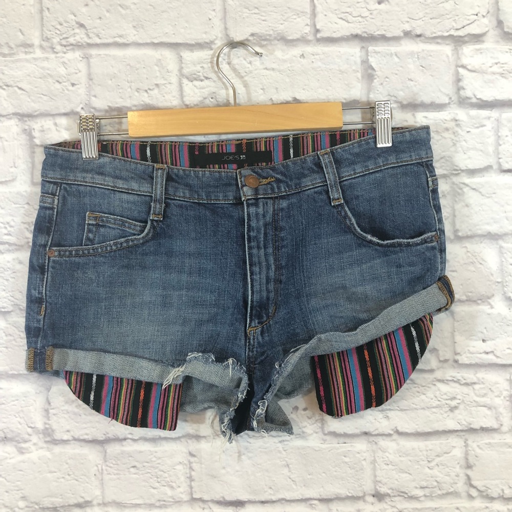 Joe's Jeans Blue Jean Shorts with Multicolor Stripes